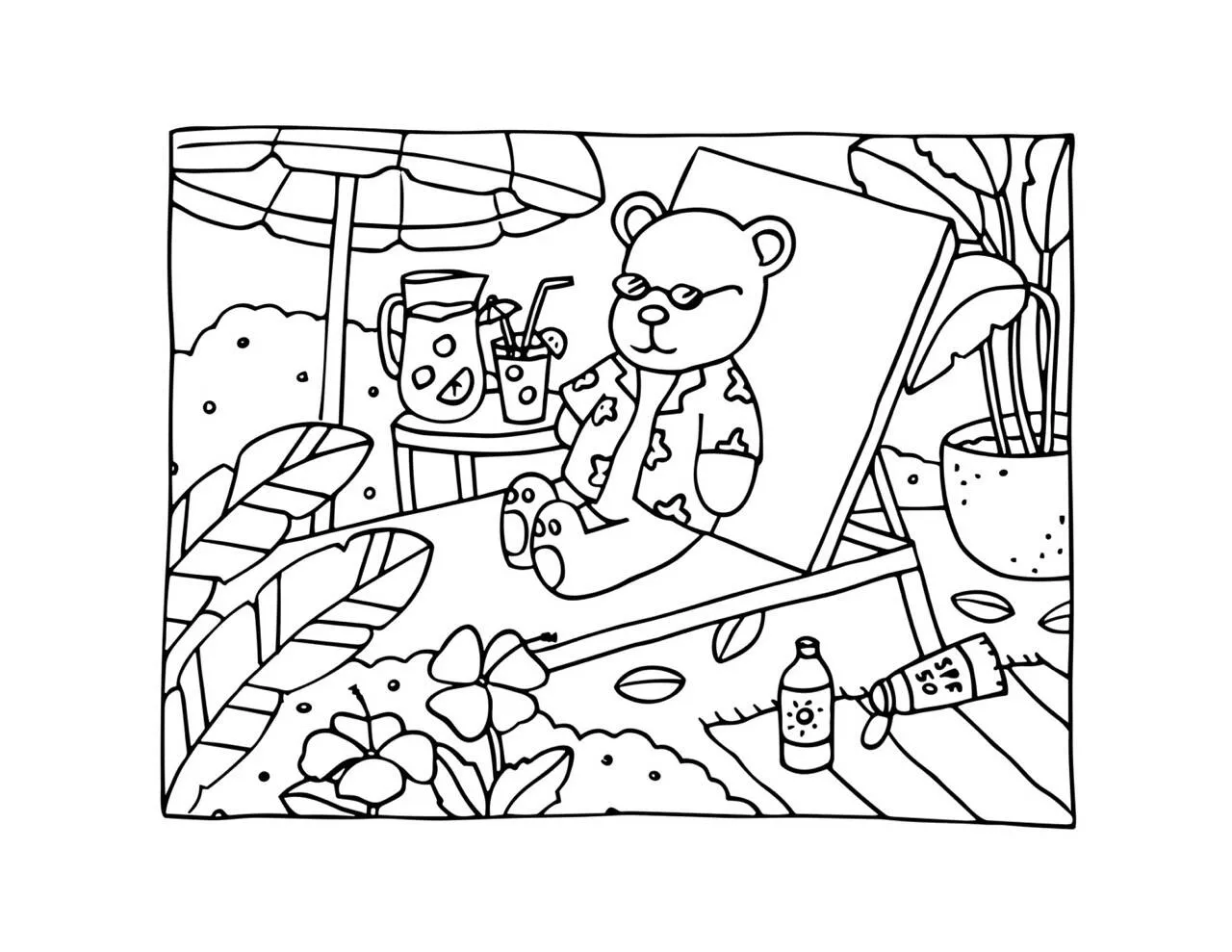 Desenho de Bobbie Goods Relaxando na Praia para Colorir