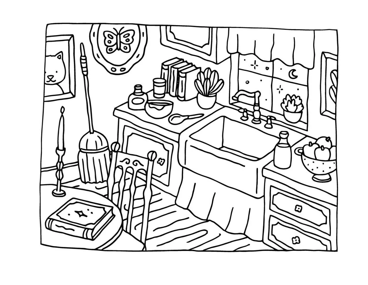 Desenho de Bobbie Goods na Cozinha Aconchegante para Colorir