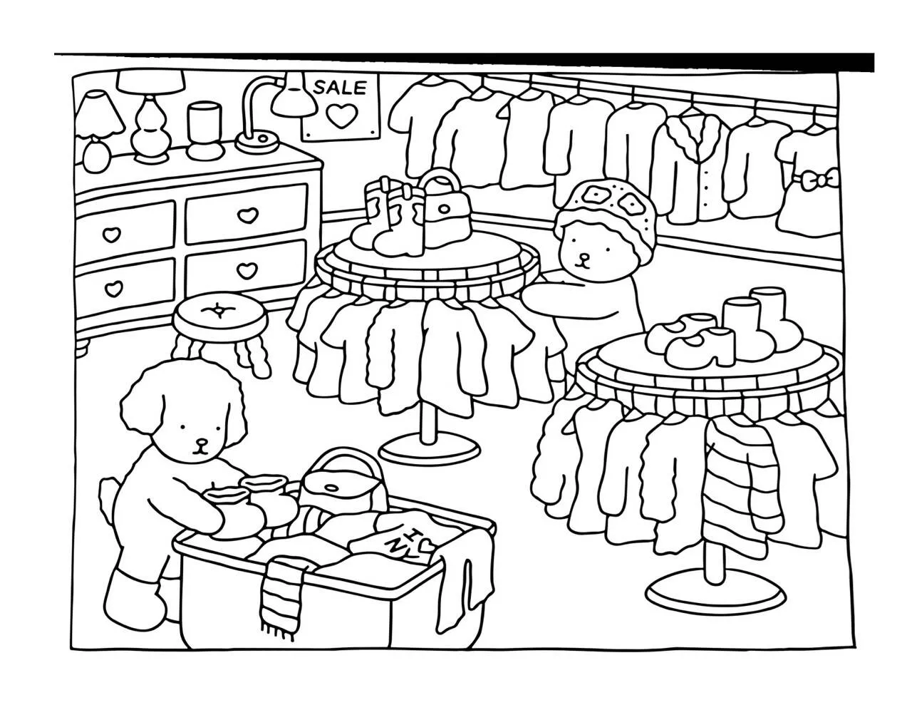 Desenho de Bobbie Goods na Loja de Roupas para Colorir