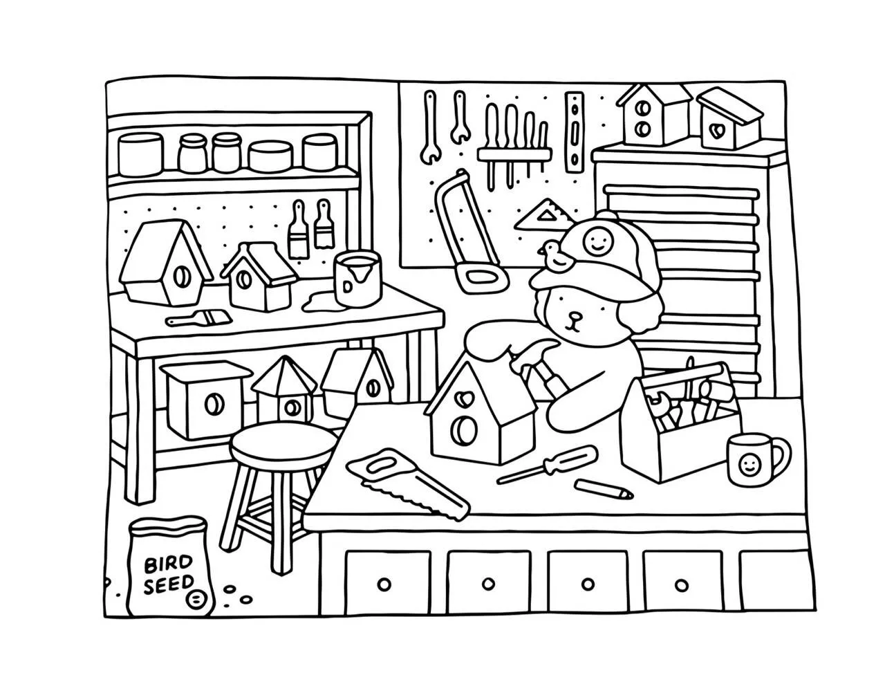 Desenho de Bobbie Goods Construindo Casa de Pássaros para Colorir