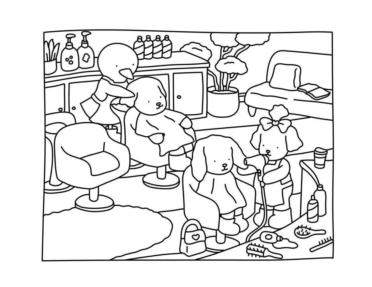 Desenho de Bobbie Goods no Salão de Beleza com Animais para Colorir