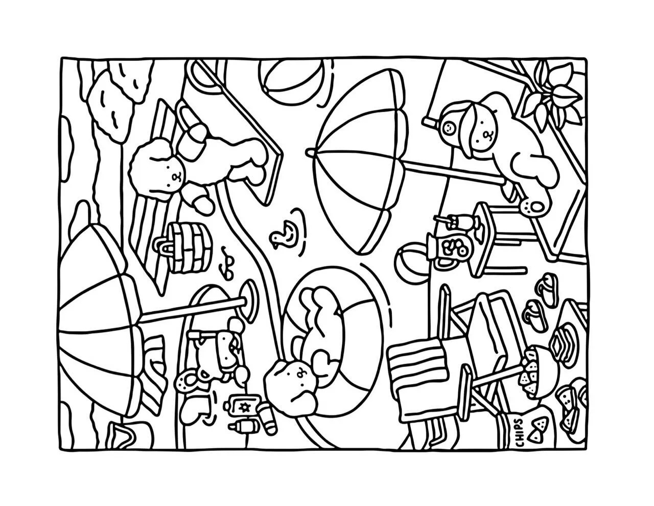 Desenho de Bobbie Goods na Praia com Animais para Colorir
