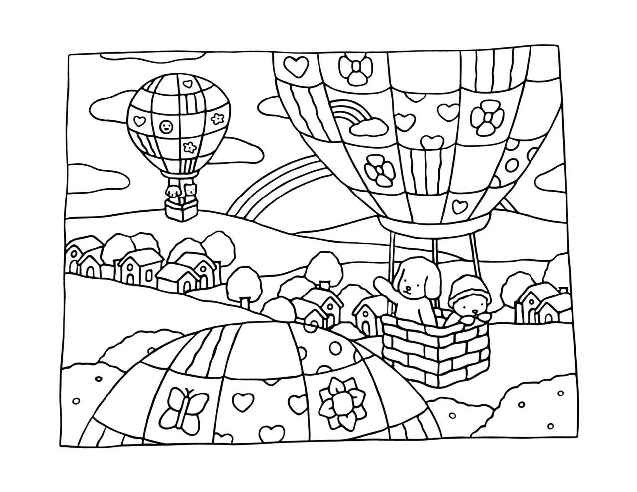 Desenho de Bobbie Goods em um Balão de Ar Quente para Colorir