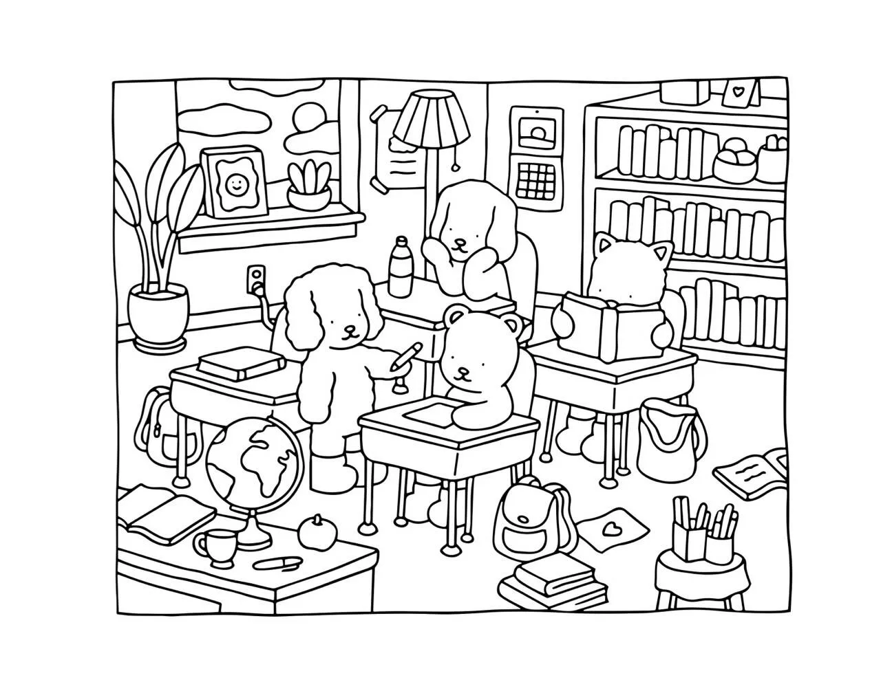 Desenho de Bobbie Goods na Sala de Aula com Amigos para Colorir