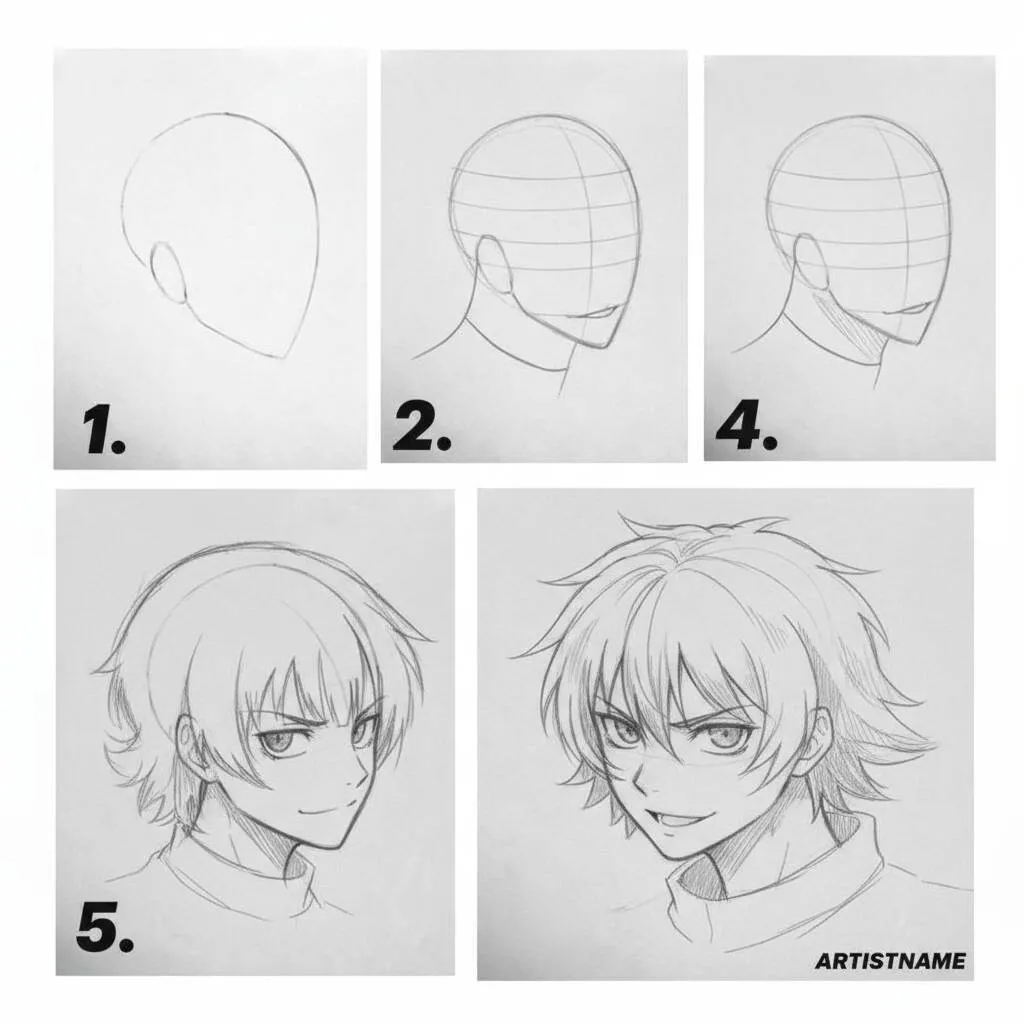 Rysunek anime do rysowania stylizowanej postaci