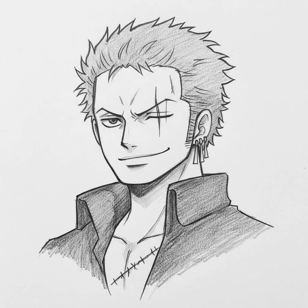 Rysunek anime z rysowania Zoro
