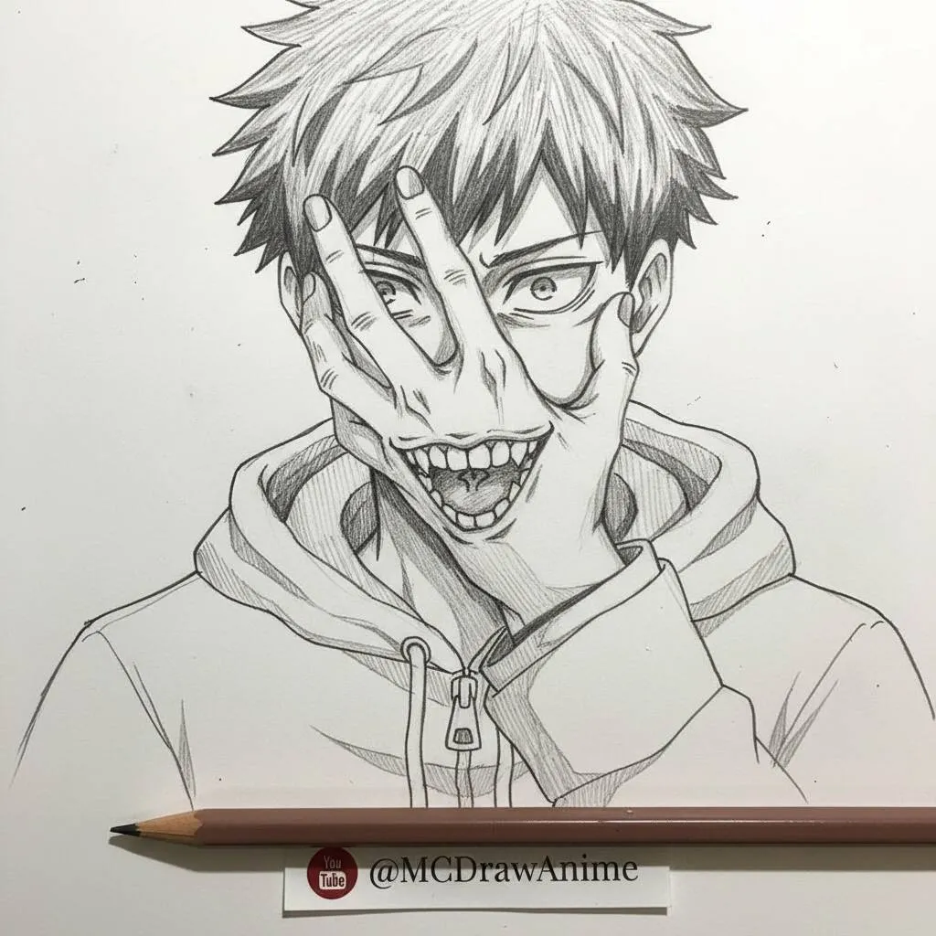 Rysunek anime do rysowania autorstwa Erena Yeagera
