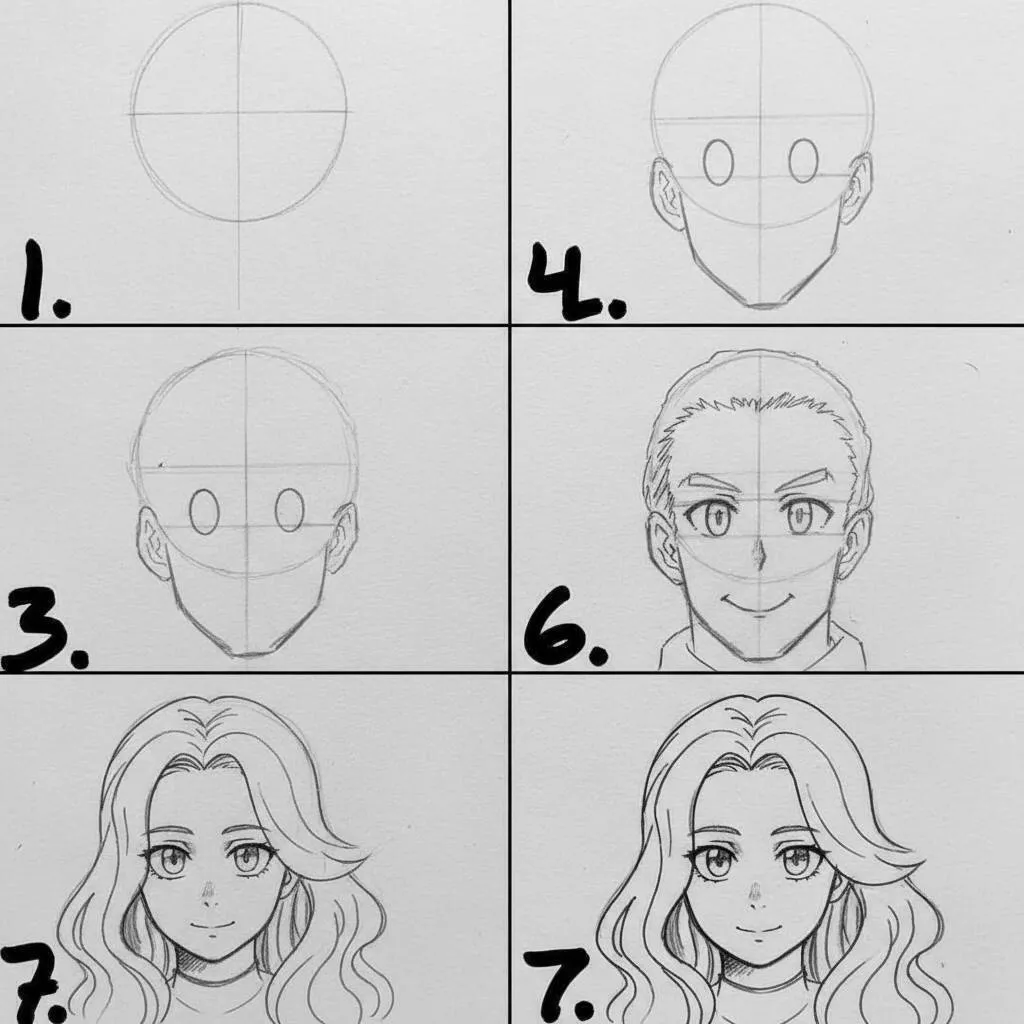 Desenho de Anime para Desenhar de Personagem Masculino e Feminino