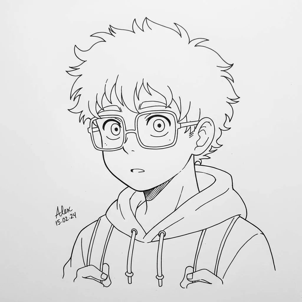 Desenho de Anime para Desenhar de Garoto com Óculos