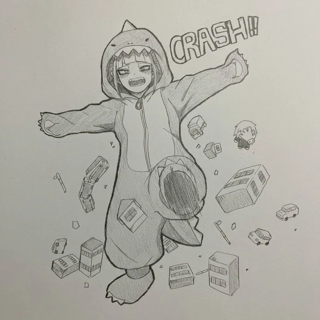 Desenho de Anime para Desenhar da Garota Dinossauro Divertida