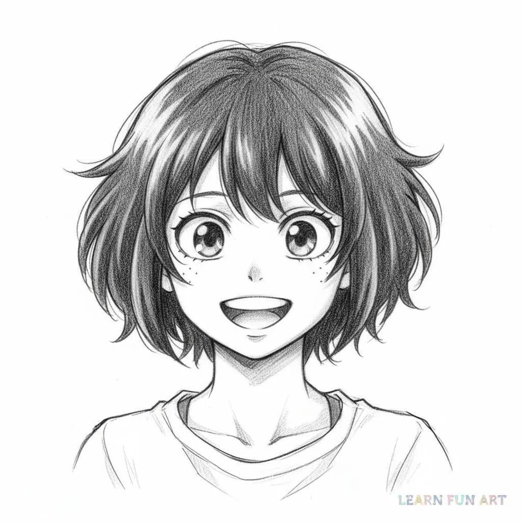 Dibujo Anime para Dibujar una Chica Anime Sonriente