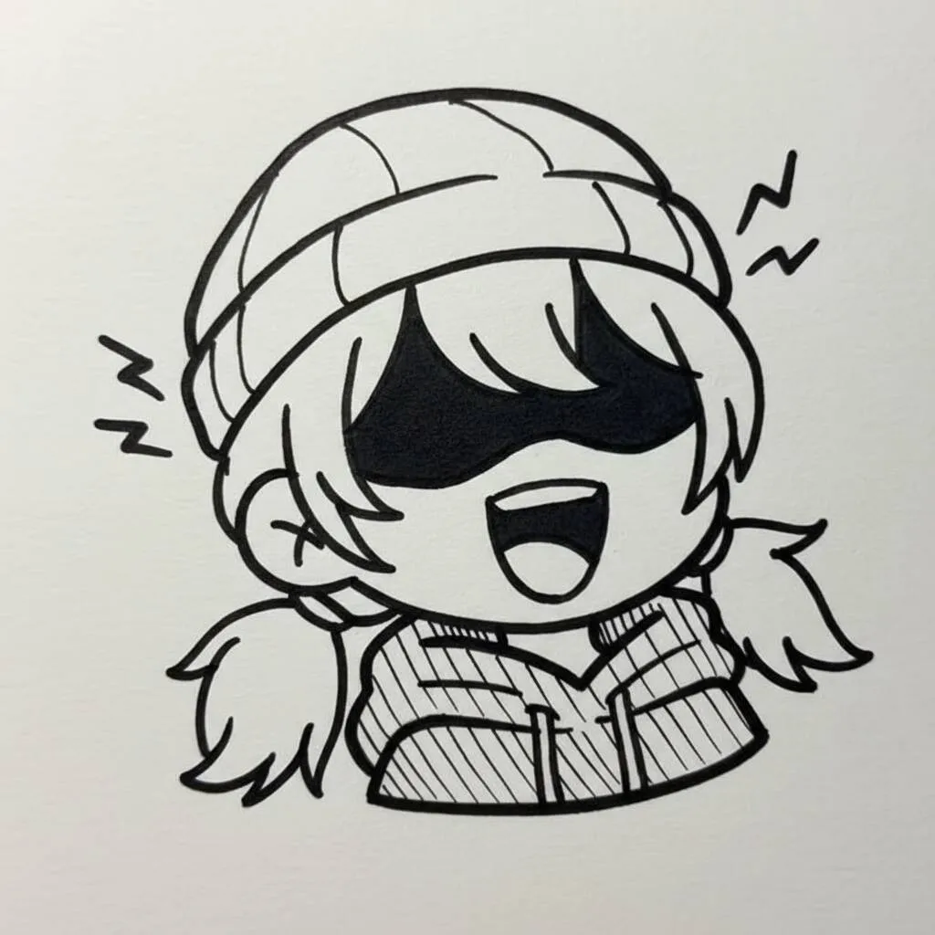 Dessin animé à dessiner d'une jolie fille avec une casquette