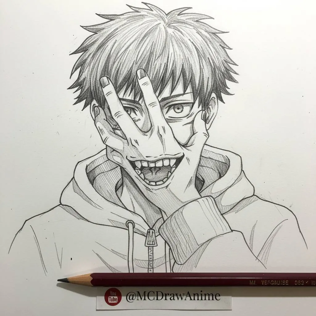 Rysunek anime do rysowania autorstwa Erena Yeagera