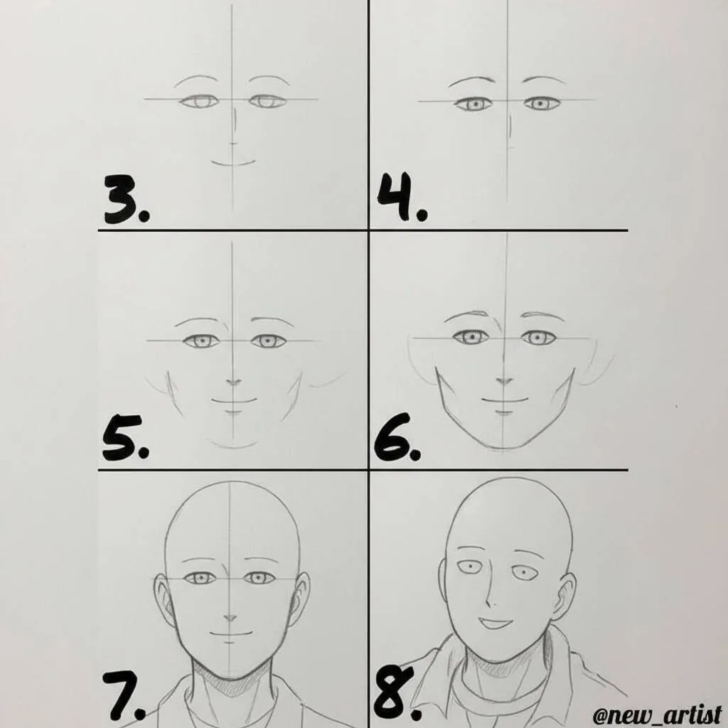 Desenho de Anime para Desenhar Passo a Passo de Personagem Masculino