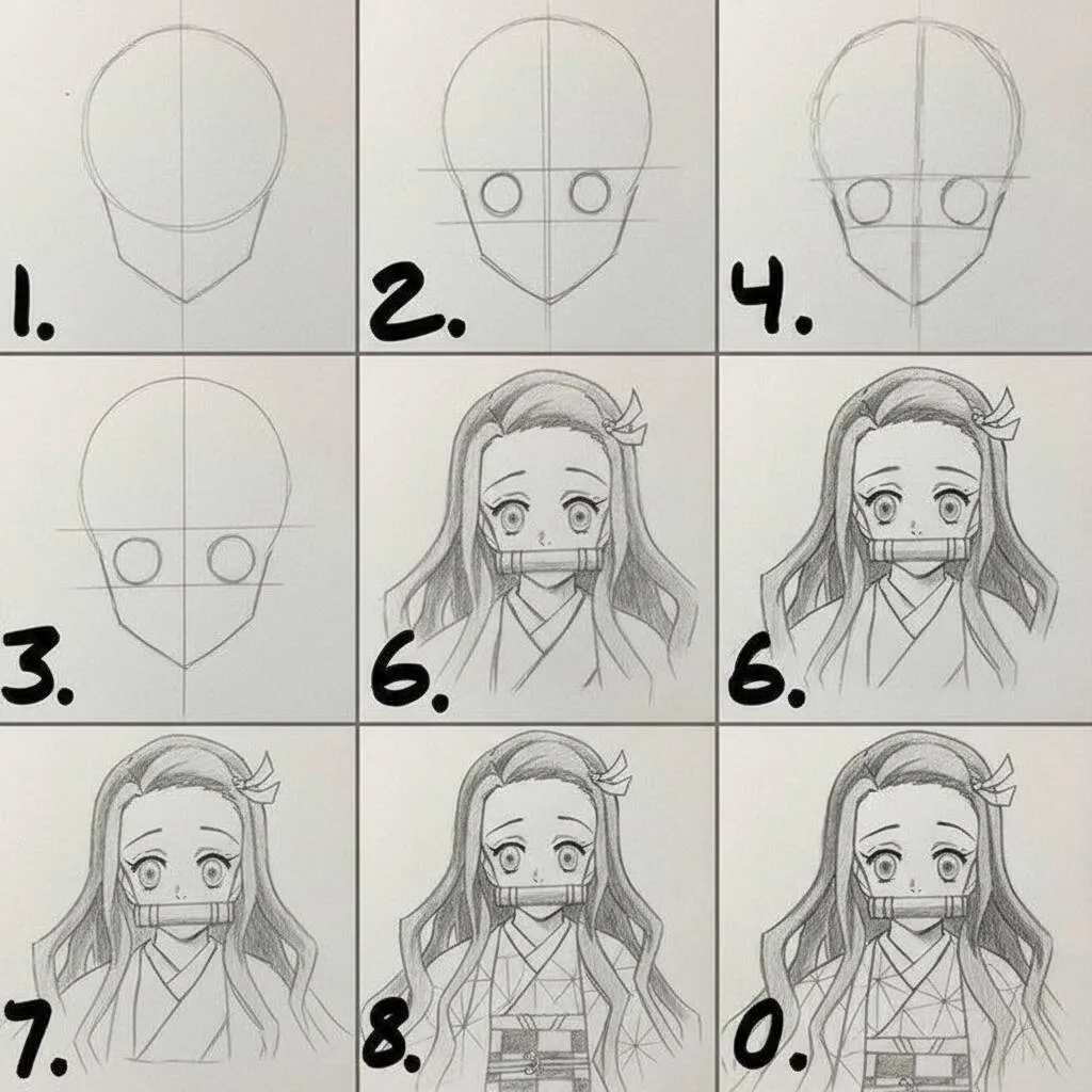 Desenho de Anime para Desenhar da Nezuko Passo a Passo