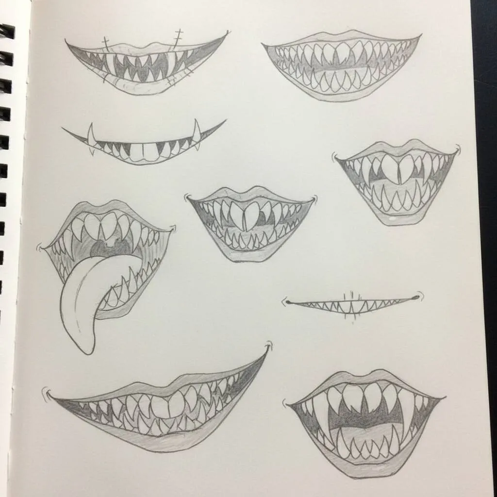 Dessin animé pour dessiner des sourires terrifiants