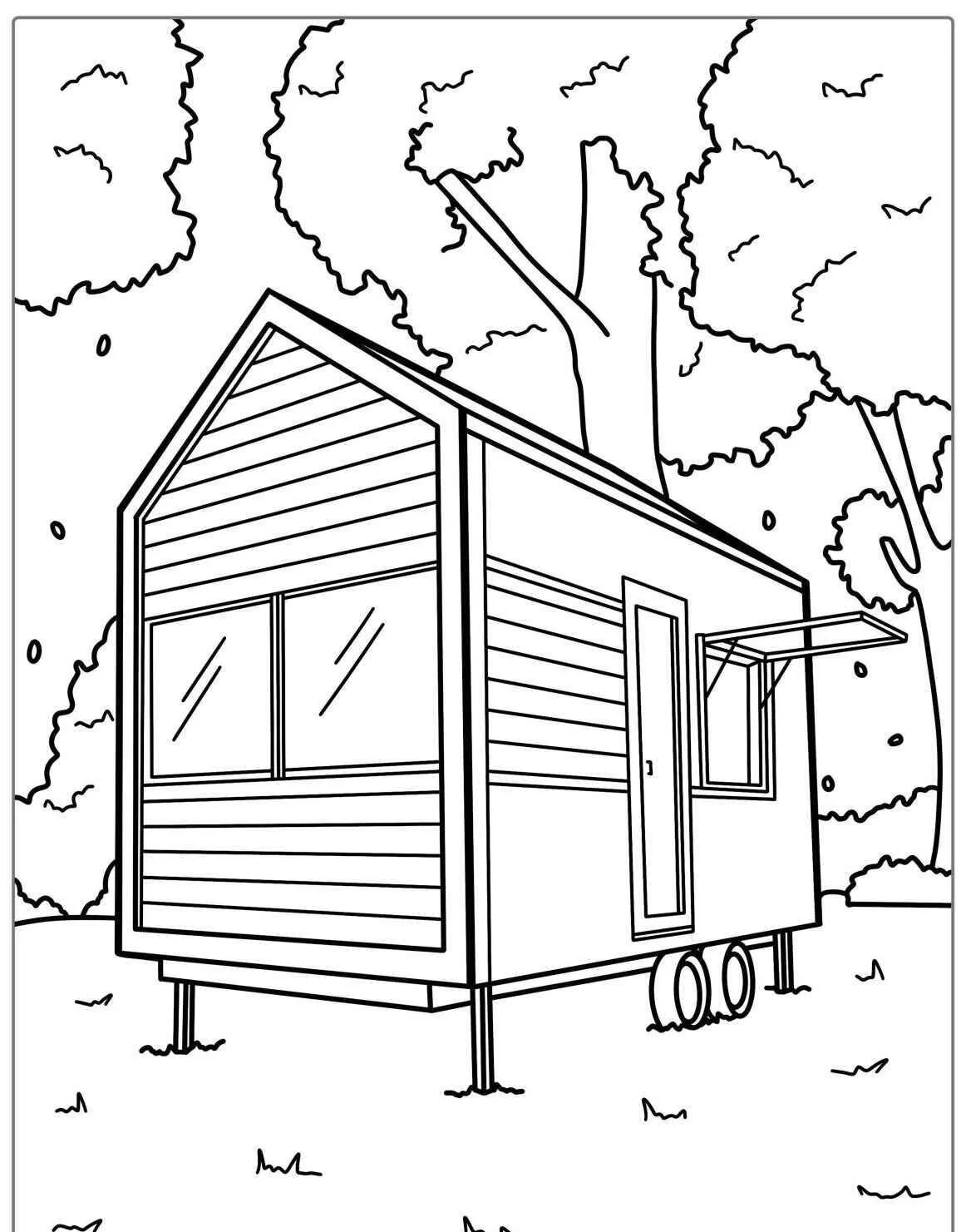Página para colorear de casa móvil con Windows