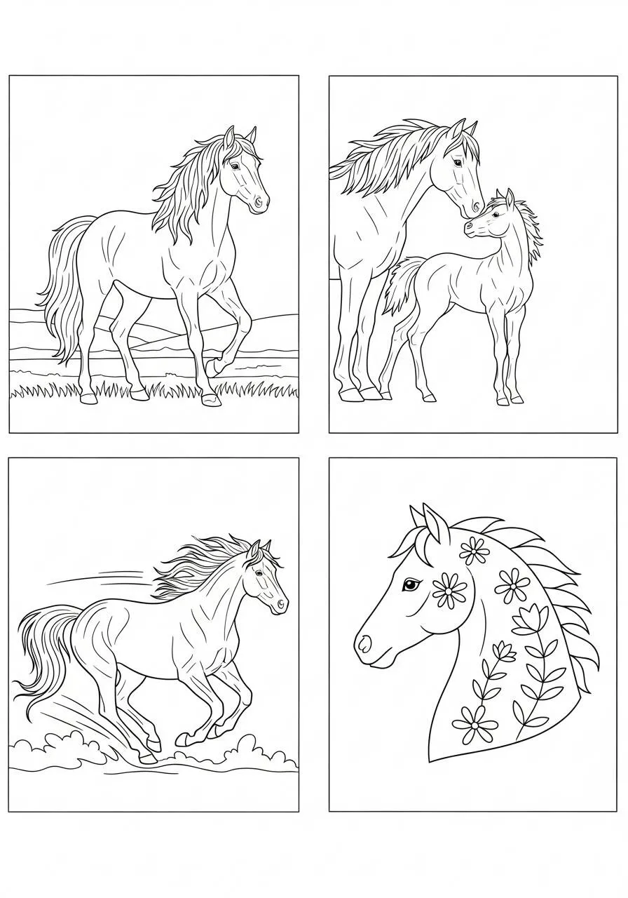 Majestuoso Caballo Corriendo Dibujo para colorear