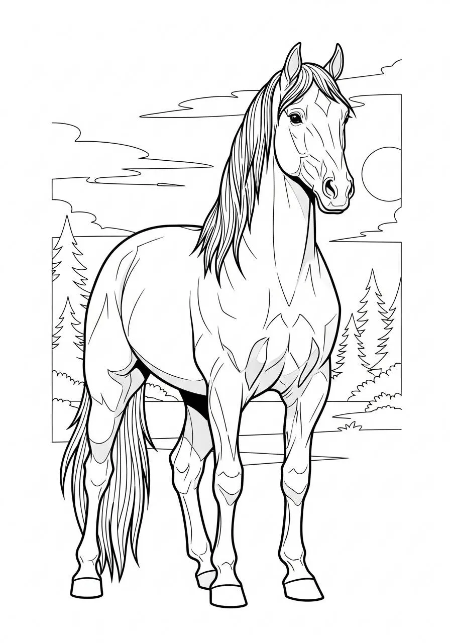 Coloriage cheval majestueux