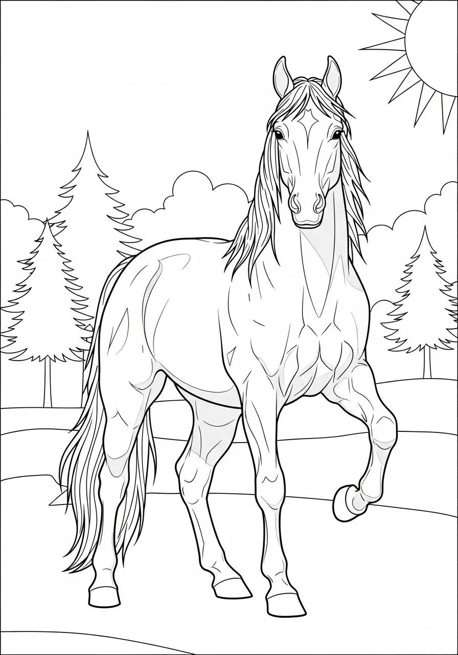 Coloriage cheval majestueux