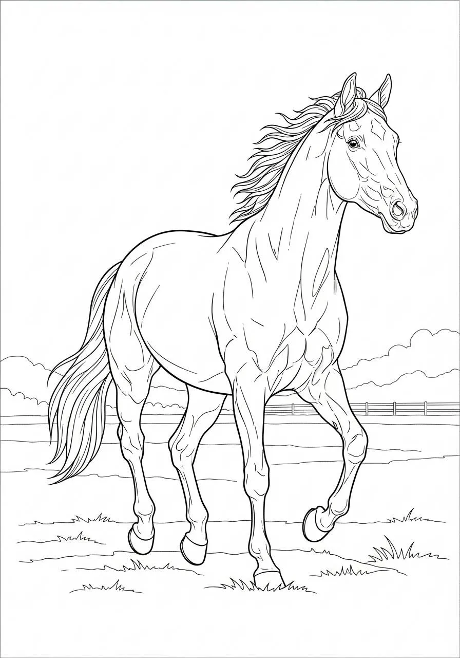 Elegante Dibujo para colorear De Caballos