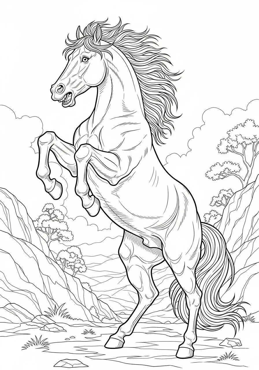 Caballo Encabritado Dibujo para colorear