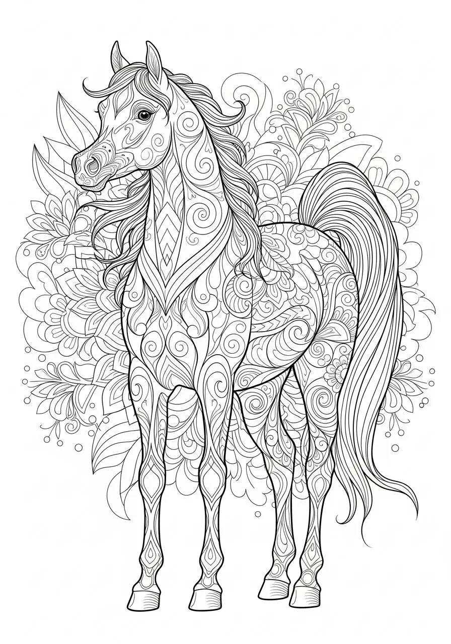 Caballo Decorado con Patrones para Colorear