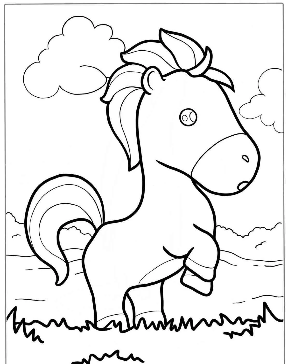 Coloriage de cheval mignon