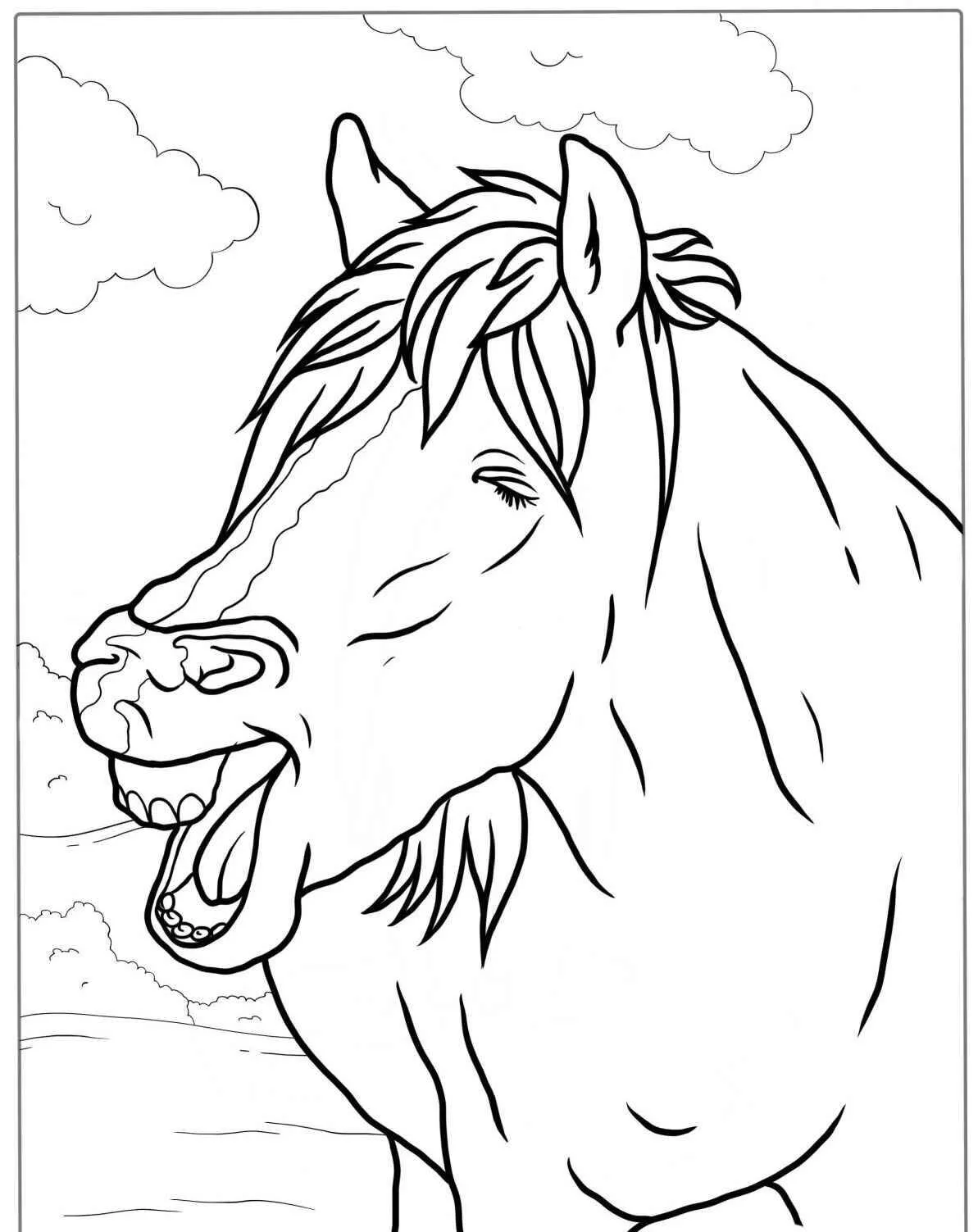 caballo Sonriente Página Para Colorear