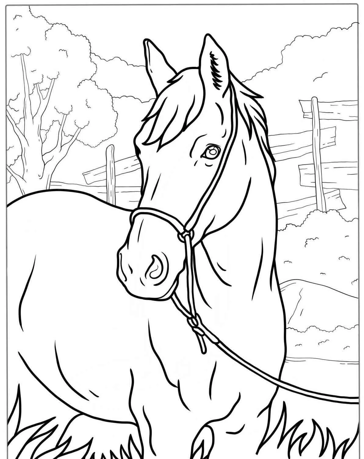 Elegante Página Para Colorear De caballos