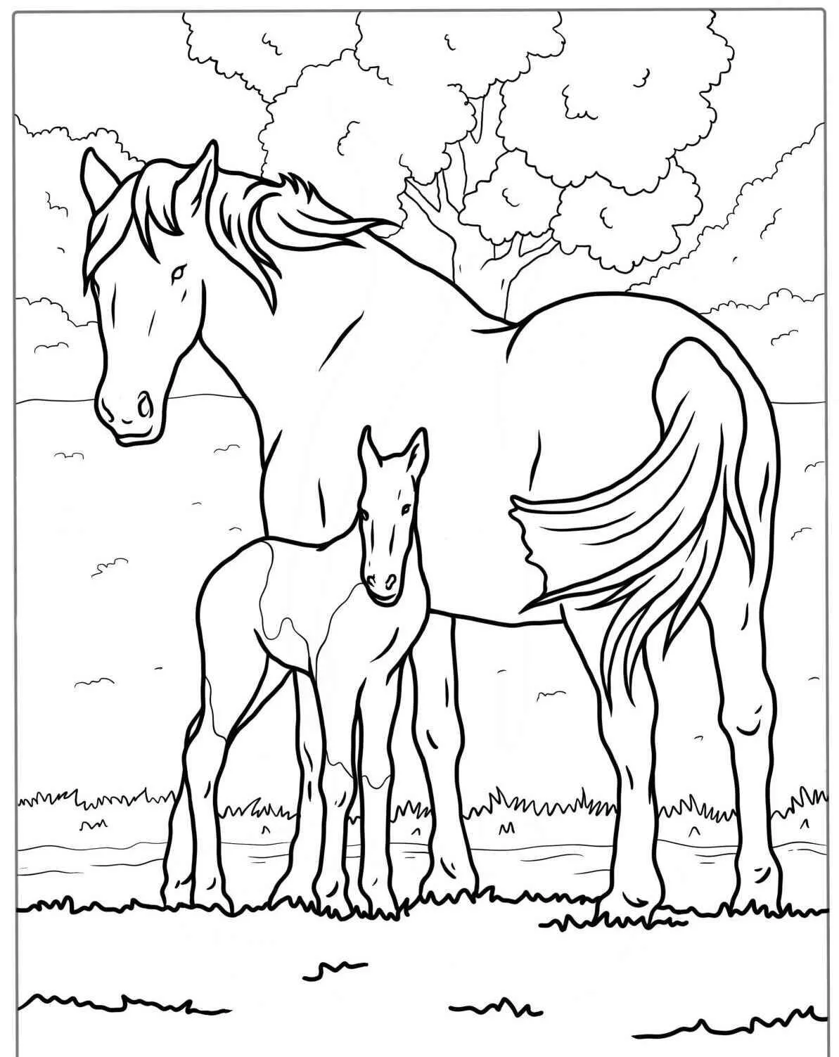 caballo y potro Página para colorear