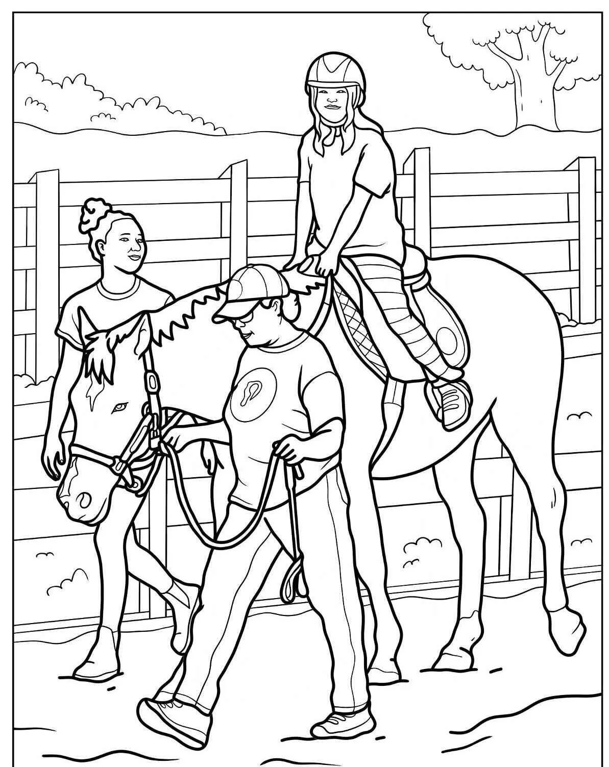 caballo con niño montando Página para colorear