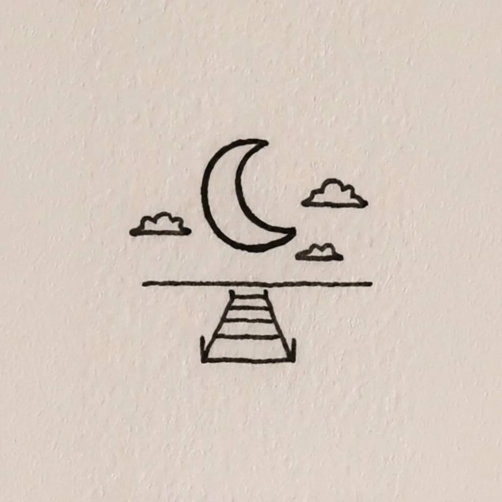 Idea de dibujo fácil para dibujar la luna con nubes.