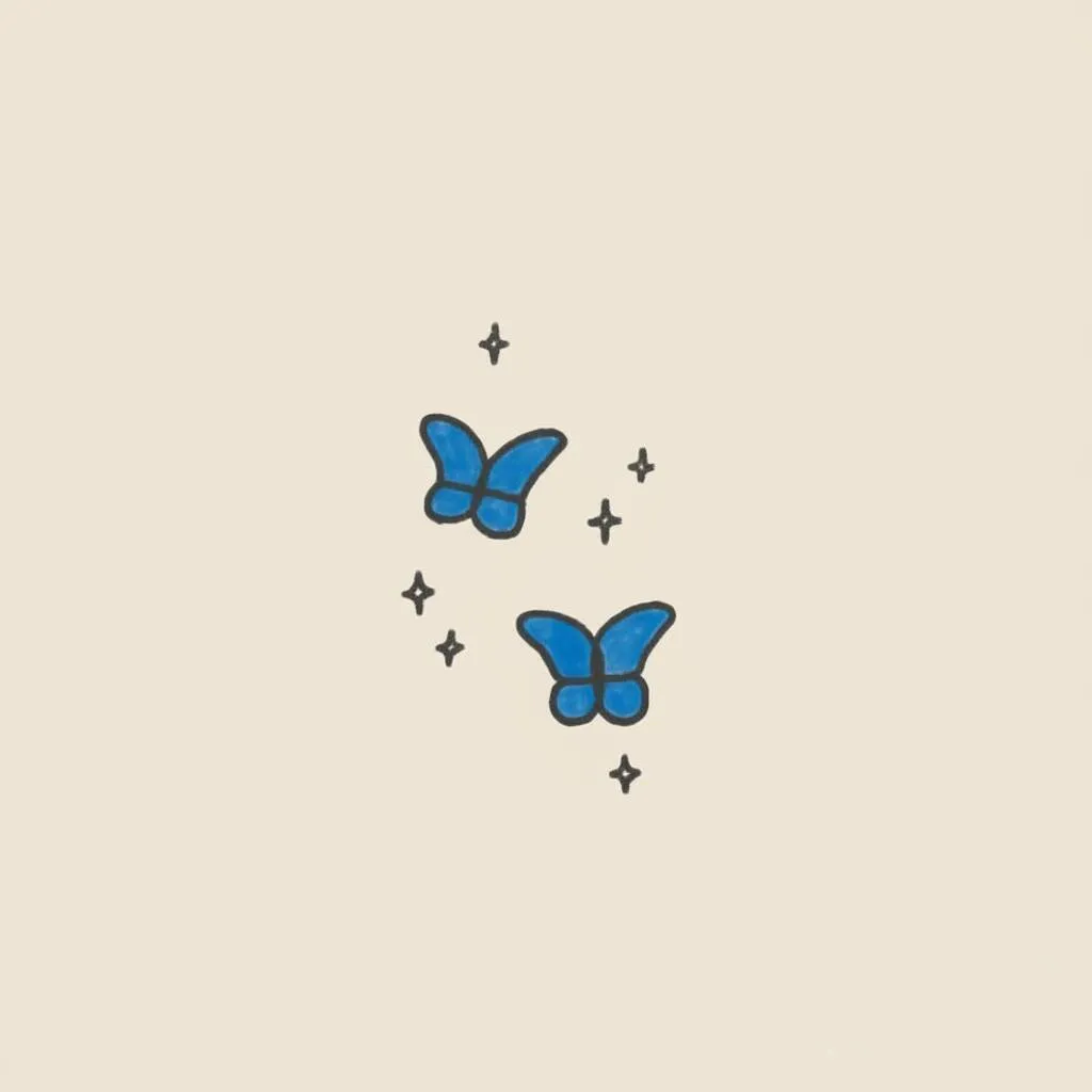 Idea de dibujo fácil para dibujar mariposas azules.
