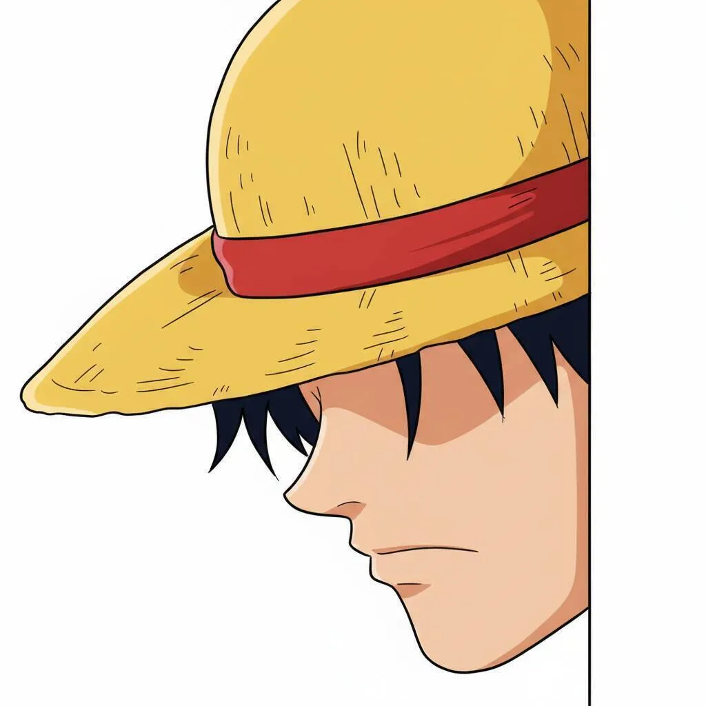 Idea de dibujo fácil para dibujar a Luffy con un sombrero de paja.