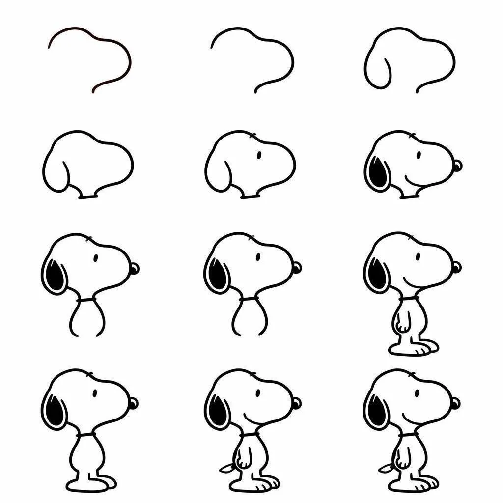 Idea de dibujo fácil para dibujar a Snoopy