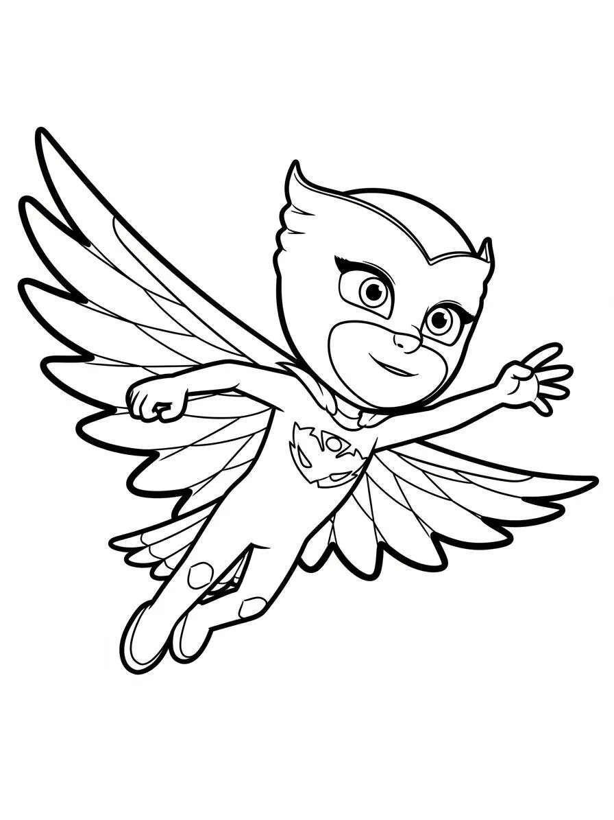 PJ Masks Owlette Flying Coloring Page