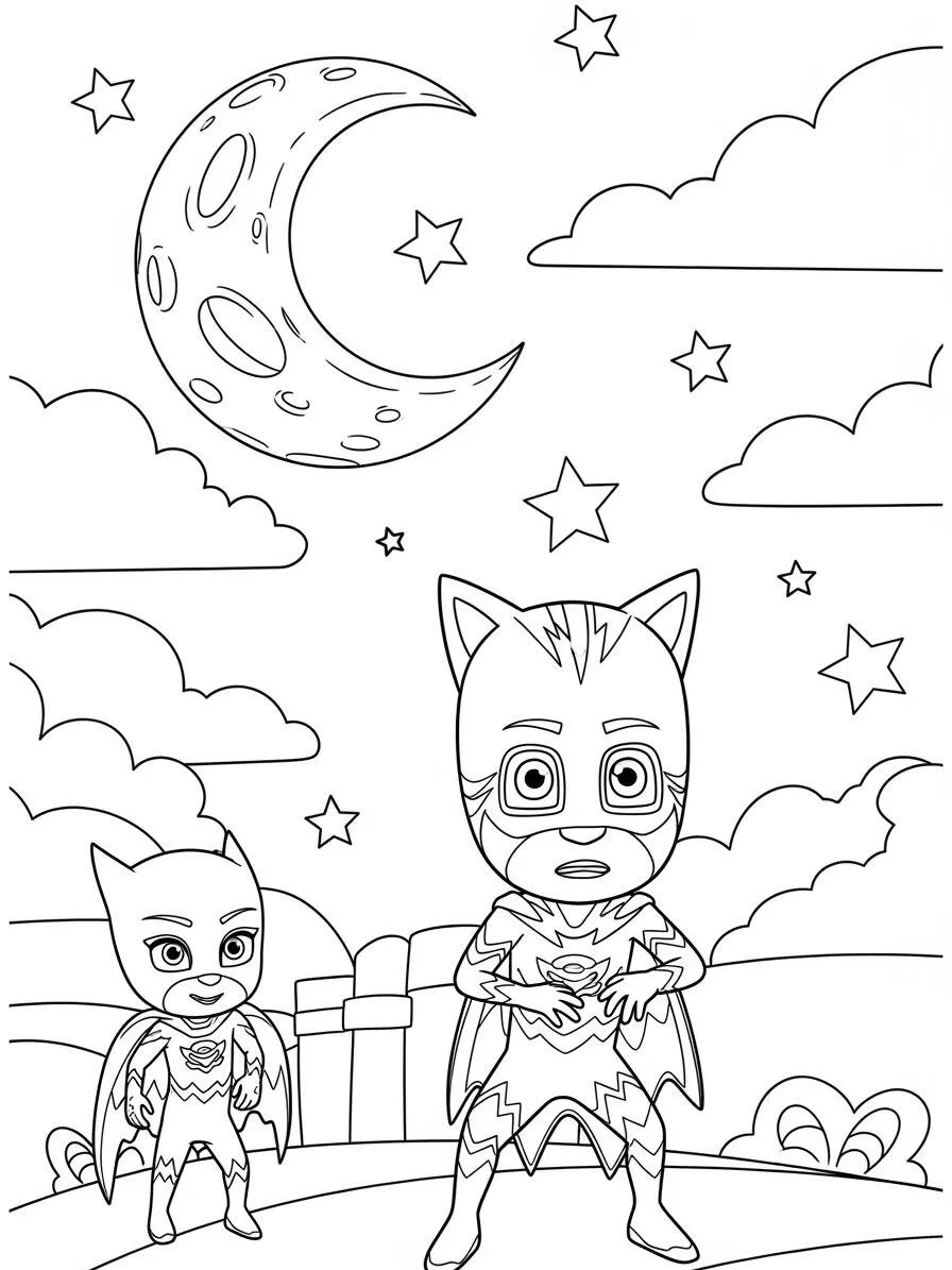 PJ Masks Catboy and Owlette Coloring Page