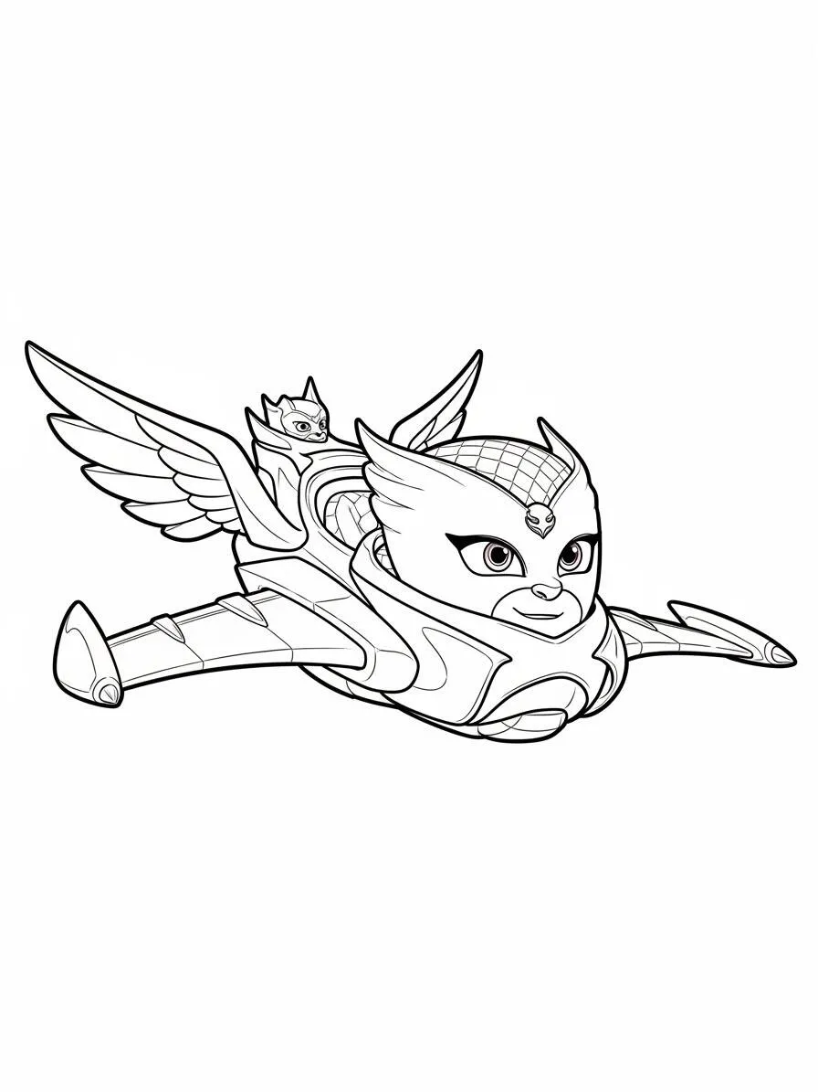 PJ Masks Owlette in Action Coloring Page