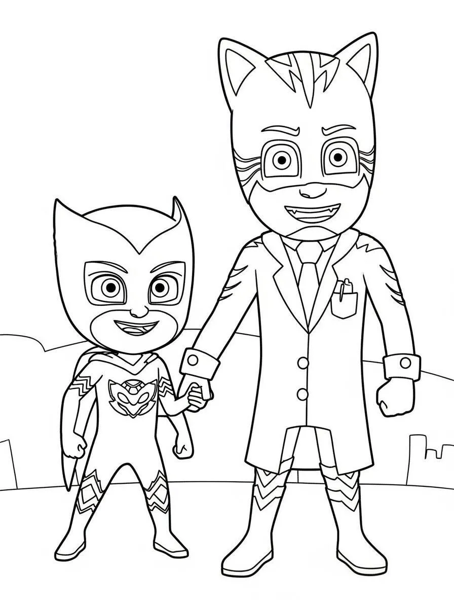 PJ Masks Catboy and his Friend Coloring Page