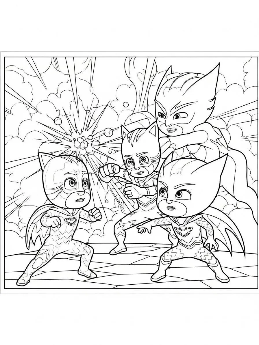 PJ Masks in Action Coloring Page