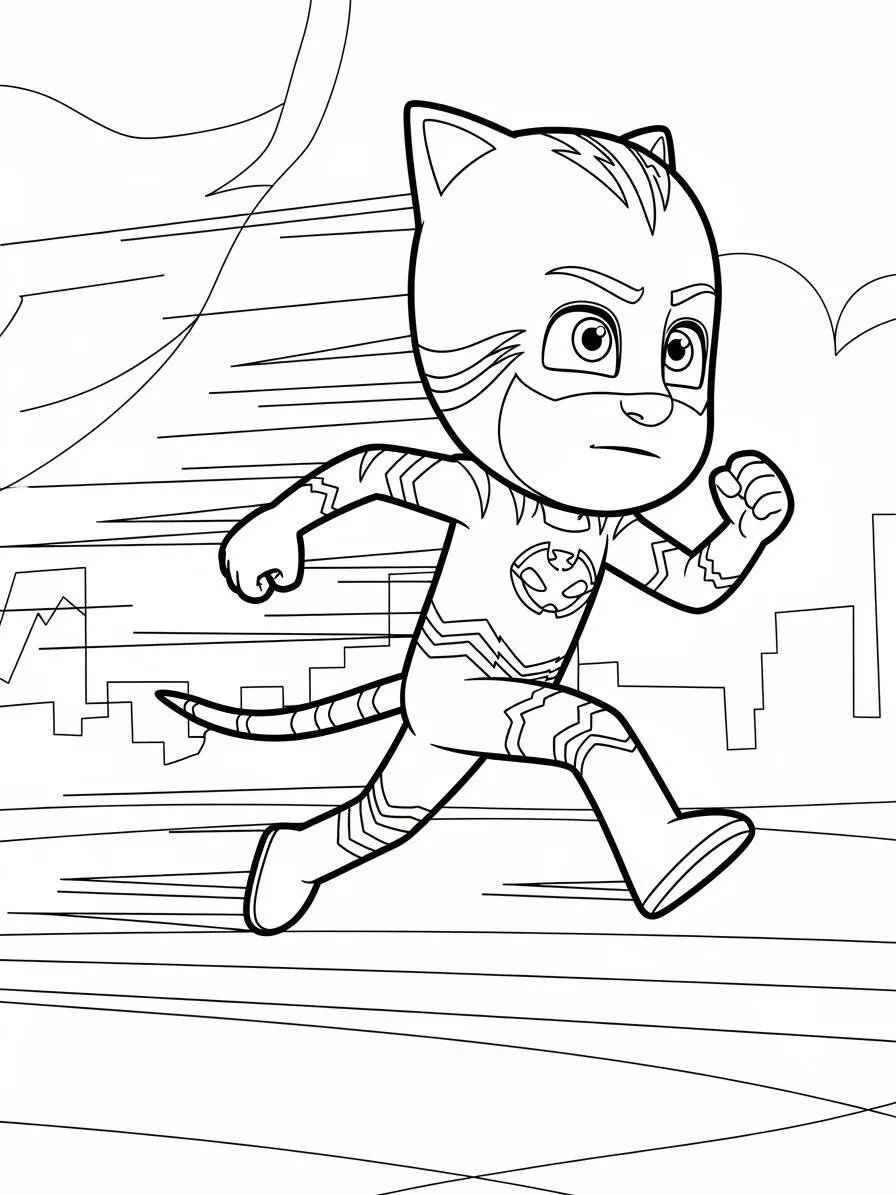 PJ Masks Catboy Running Coloring Page
