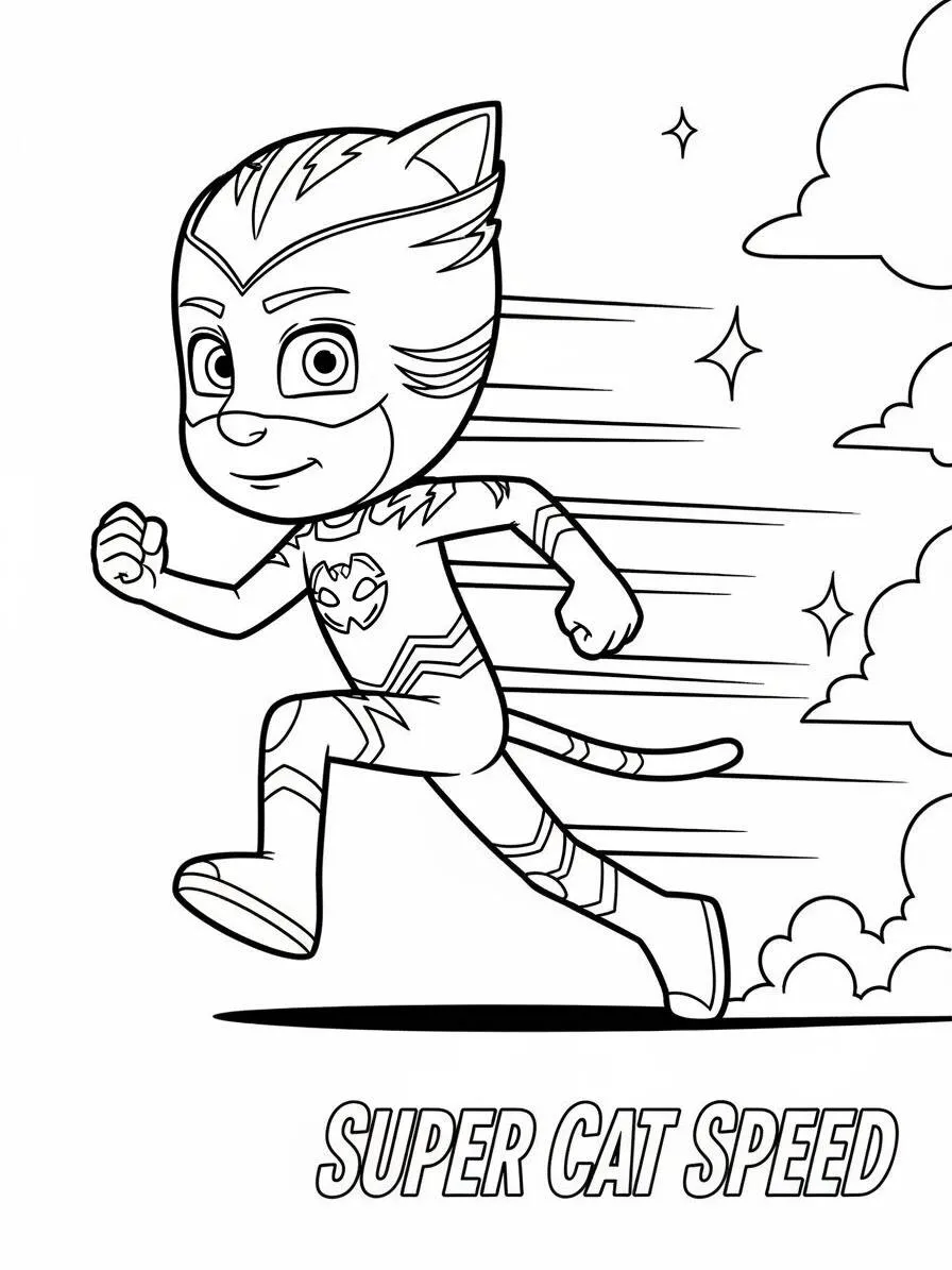 PJ Masks Catboy Running at Super Speed ​​Coloring Page