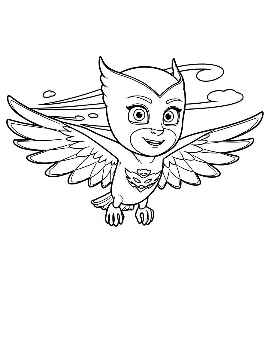 PJ Masks Owlette Flying Coloring Page