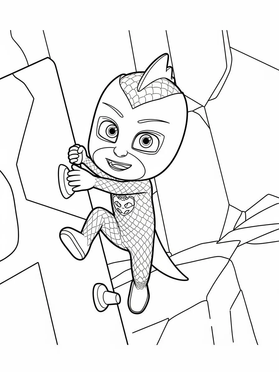 PJ Masks Gekko Climbing Coloring Page