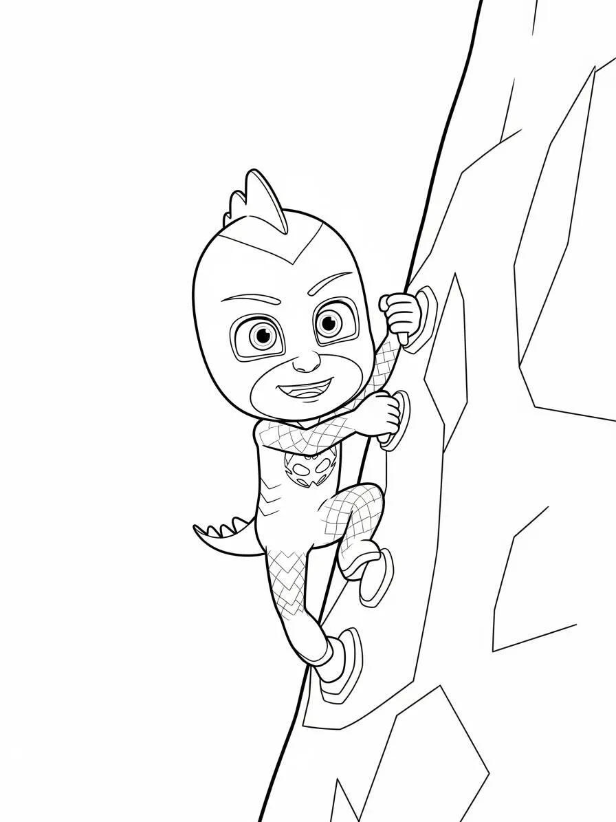 PJ Masks Gekko Climbing Coloring Page