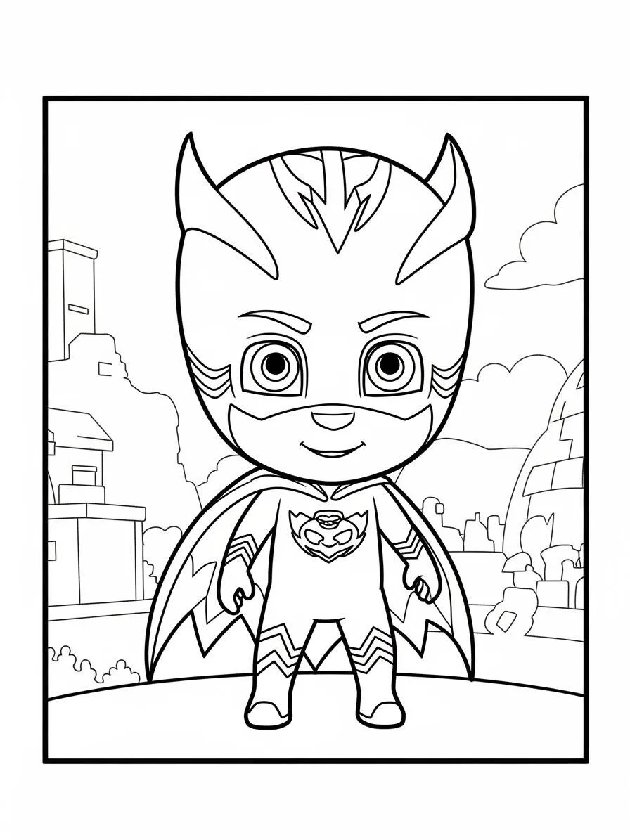 Desenho de PJ Masks Owlette Pronta para Colorir