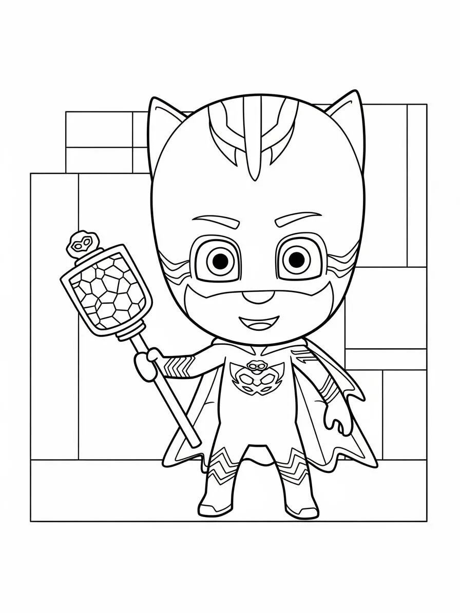 Desenho de PJ Masks Catboy com Bastão para Colorir