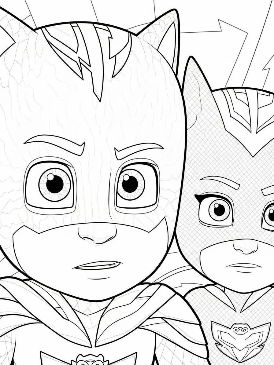 PJ Masks Catboy and Owlette Coloring Page