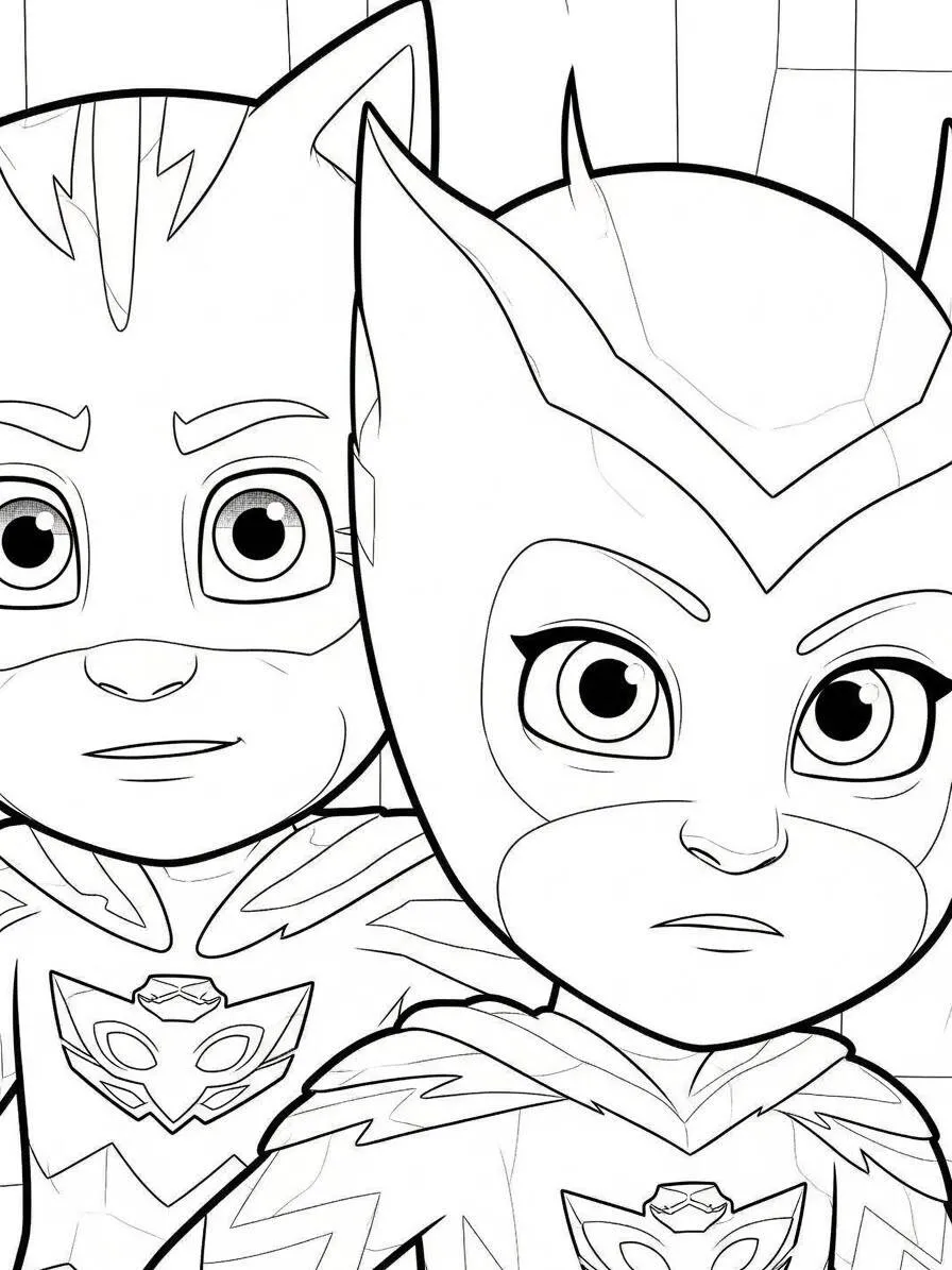 PJ Masks Catboy and Owlette Coloring Page